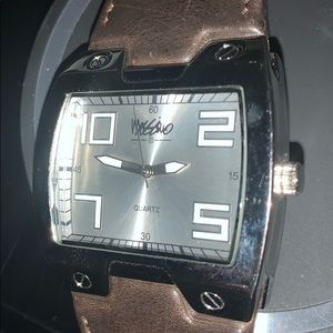 Mossimo Men’s Retro Watch Wide Brown Leather Band